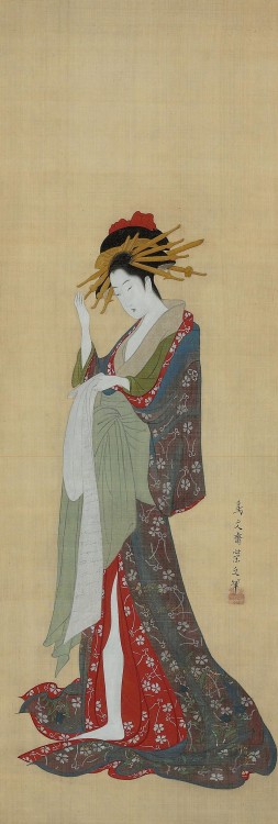 “Beauty reading a letter” by Hosoda Chobunsai  Eishi (1756-1829) 