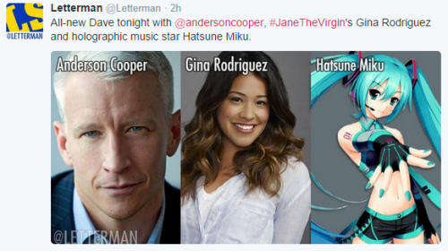 tannersturnpike: Miku on David Letterman approaches aka The End of Everything Sacred