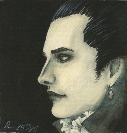 vinceaddams: Several days ago I stayed up very late and did 3 small watercolours of Dave Vanian. I&r