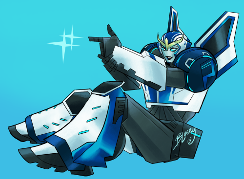 blueey-jayzilla: good mornin strongarm!  (id: a drawing of Strongarm, sitting on a blue background a