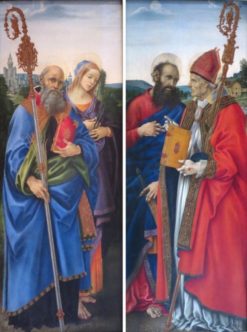 Saints Benedict and Apollonia (left) and Saints Paul and Frediano (right), Filippino Lippi, ca. 1483