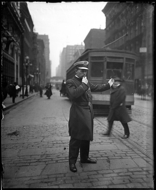 Chicago police Officer Kopitke, star #1282, directs traffic in Chicago in an undated photo.