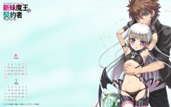 calendar cameltoe devil naruse maria ookuma nekosuke shinmai maou no testament stockings sword thighhighs tojo basara wallpaper wings | #256396 | yande.re