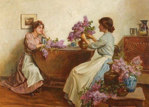 Albert Chevallier Tayler- Women arranging flowers