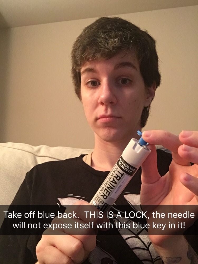 4damien: Anyone can help! (Real pen the last picture) It is important for EVERYONE to know how to help ANYONE.  Not everyone can give them selves their medicine under every circumstance.  Be educated, help out. In the last year, i have gotten about five