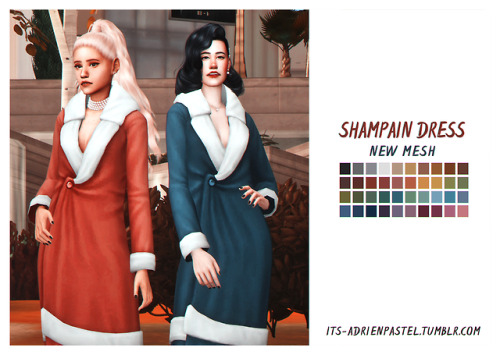 its-adrienpastel: Shampain Dress ♡fullbody category;ts3 to ts4 conversion;custom thumbnail;all lod`s