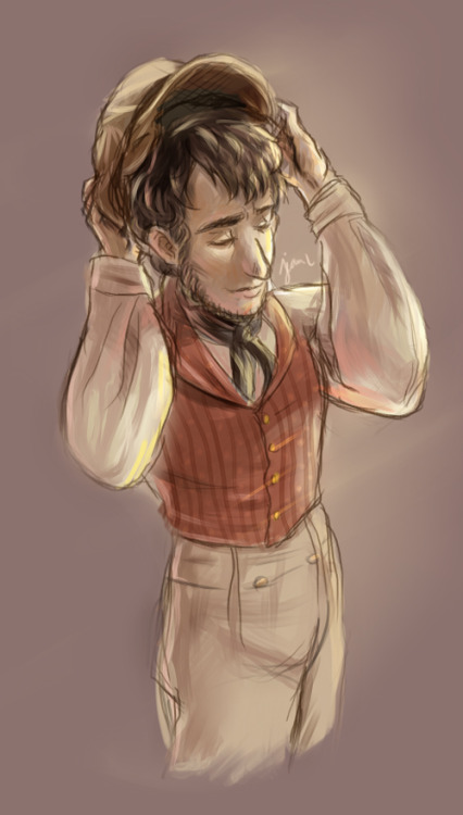 jaune-valjeen:The Feuilly in the show I saw had an unforgettably dashing waistcoat. But the hat?? Wh
