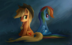 artbybronies:  AppleJack and Rainbow Dash - SpeedPaint #1 by aJVL  &lt;3