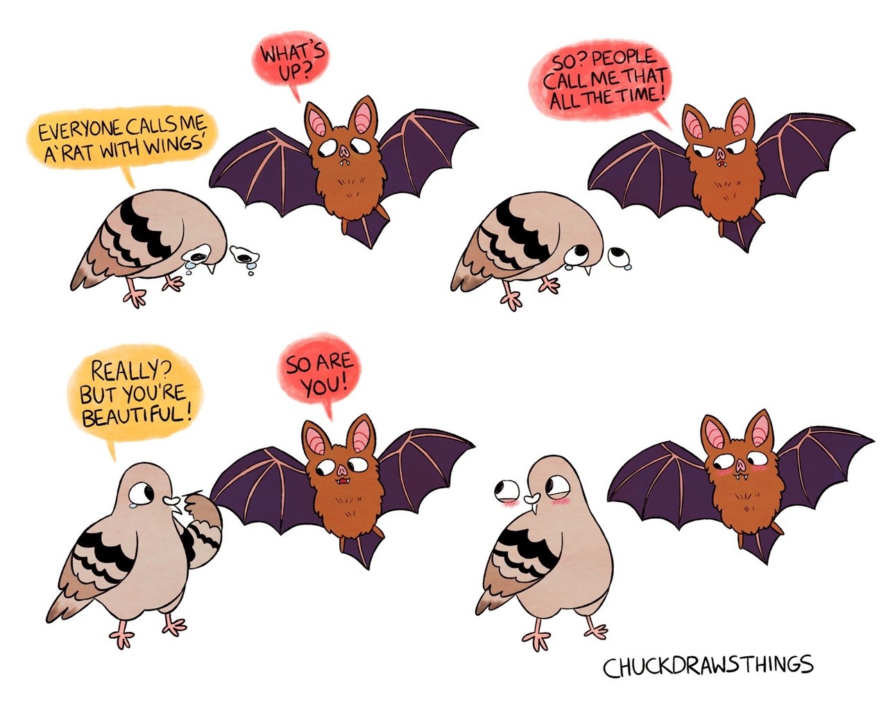 duxwontobey: chuckdrawsthings: 💕💖 Pigeons and bats are a blessing to this world