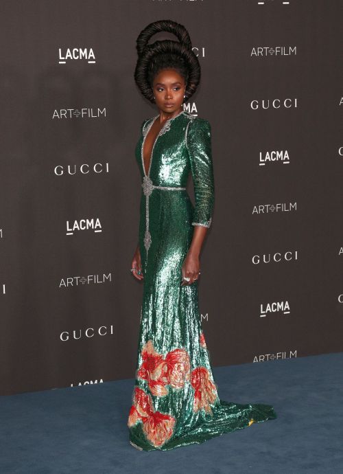 atenderofsycamoretrees:Kiki Layne attends the 2019 LACMA Arts + Film Gala in Gucci, with hair by Lar