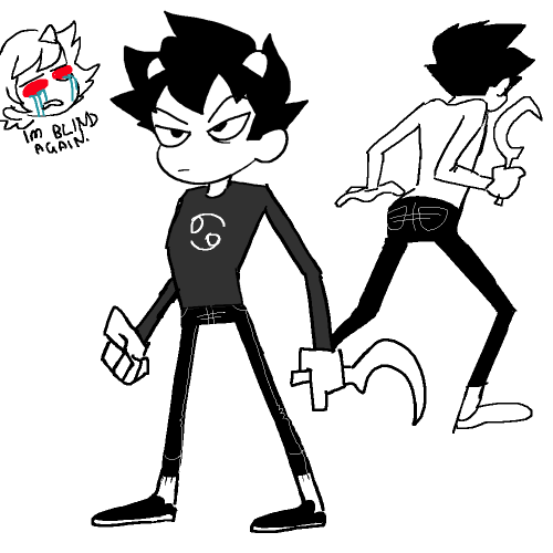 me and dan thought it would be funny for me to draw karkat in really really tight tights that stopped at your lower shins