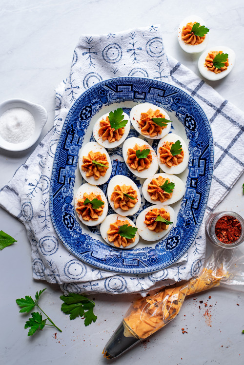 Instant Pot Harissa Deviled Eggs