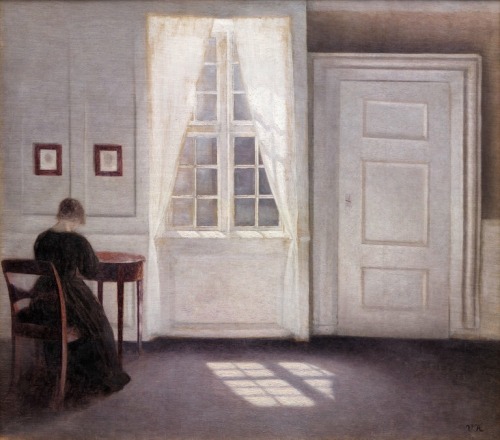 Vilhelm Hammershøi, Interior in Strandgade, Sunlight on the Floor (1901) and Woman Seen From The Bac