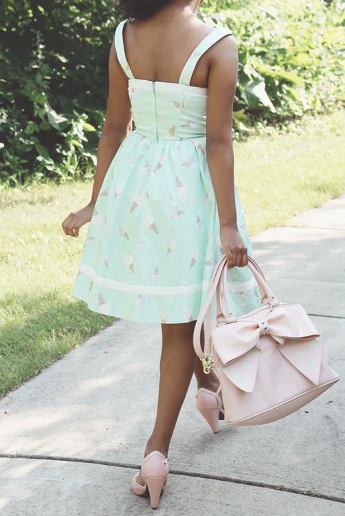 milkandtwee: SHOES: Bettie Page  DRESS: Bea &amp; Dot  BAG: Betsey JohnsonSorry for th