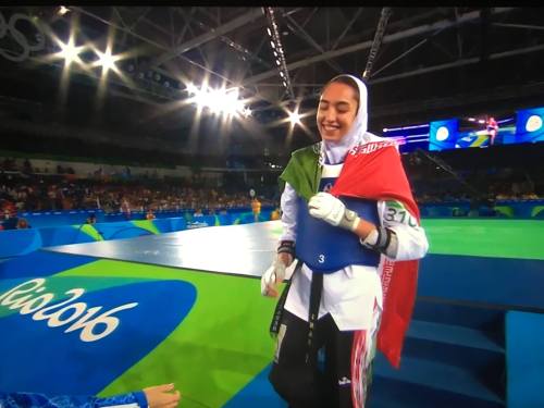 farsizaban:  Kimia Alizadeh wins 57kg bronze medal in taekwondo, first-ever Olympic medal for Iranian women Kimia is one of the youngest medal winners for Iran as well, She turned 18 this July.  