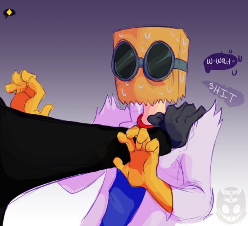 coreath:  ( ͡° ͜ʖ ͡°)(I feel like the argument stemmed from Black Hat being meaner than usual towards Flug because he’s frustrated at himself trying to understand his affectionate feelings, and Flug finally blows up about it)
