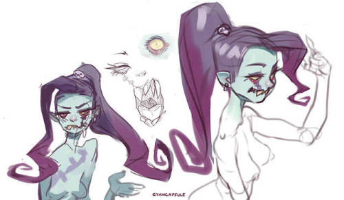 Porn photo cyancapsule:  Old undead girl doodles and