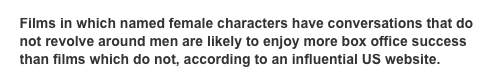 dubiousculturalartifact:  itseemedlikeagoodideatthetime:  dubiousculturalartifact:  I want an entire year in which Hollywood isn’t allowed to release a single film with a straight white cis male lead just one year, just so they know what it feels like