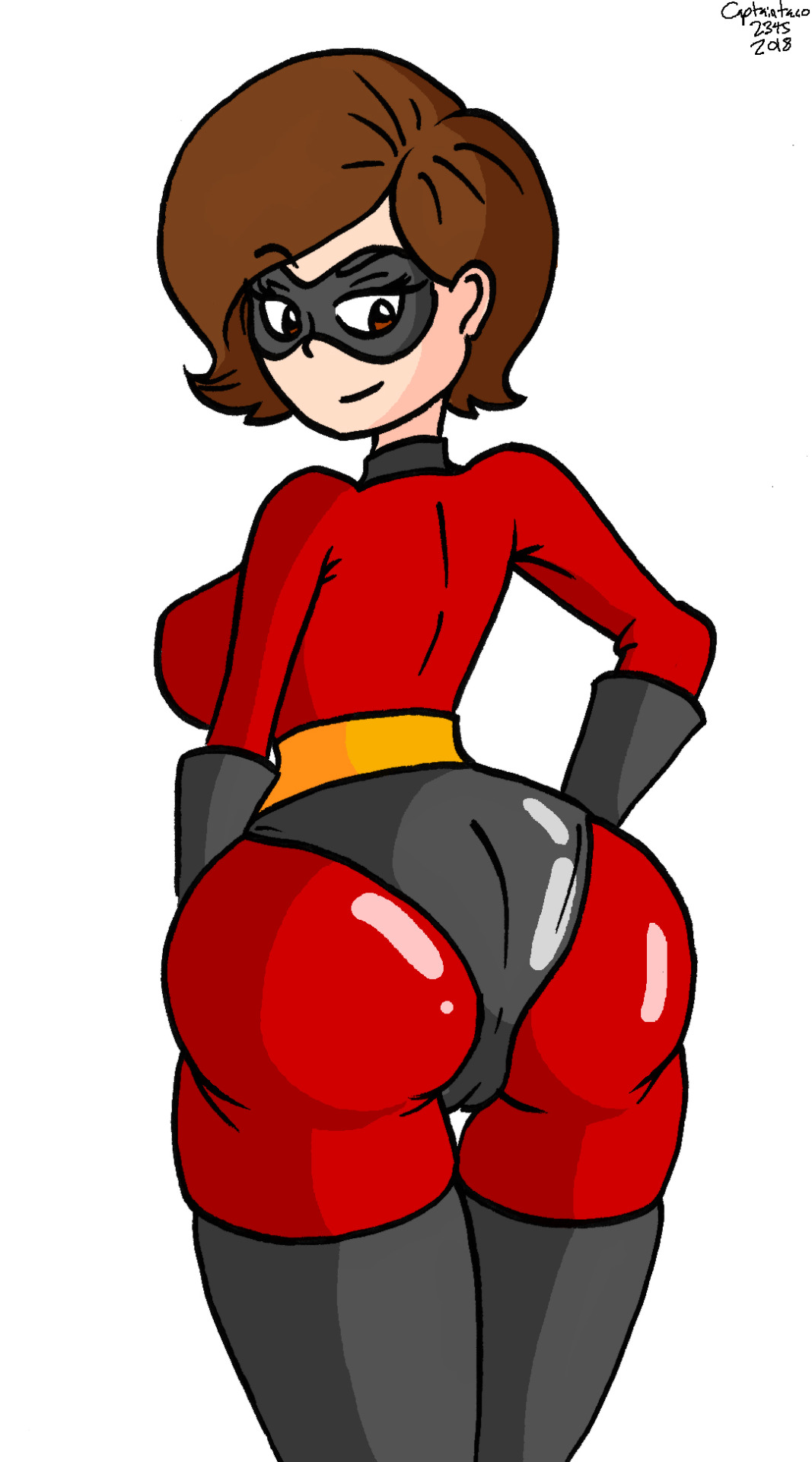 captaintaco2345-2:Elastigirl showing off her butt. Variant with original costume. 