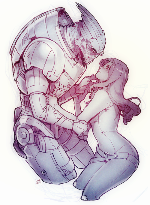 lapinz: Recently commissioned @martasketch for my Shepard and her love interest, Garrus! 