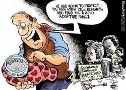 cartoonpolitics:  &ldquo;Only in America can you be pro-death penalty, pro-war, pro-unmanned drone bombs, pro-nuclear weapons,  pro-guns, pro-torture, pro-land mines, and still call yourself  ‘pro-life.’ &rdquo;  .. (John Fugelsang)