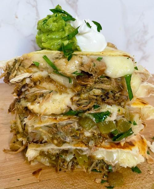 Salsa verde chicken quesadillas