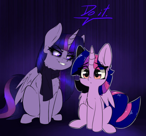 duop-qoub:  doing it in color she looks so sinister compared to @aestaslux cute little twiggles Derpi: https://derpibooru.org/1590016 