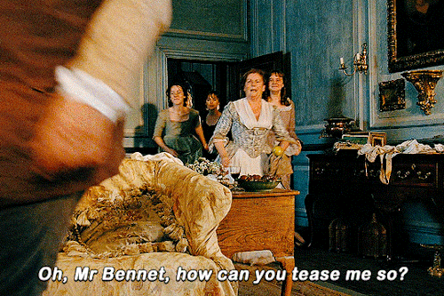 You must go and visit him at once. For we may not visit if you do not, as you well know, Mr Bennet. — Theres no need, I already have. — Have? When?   Pride & Prejudice (2005) dir. Joe Wright #pride and prejudice #papedit#austenedit#perioddramaedit#filmedit#filmgifs#fyeahmovies#userrobin#usersugar#userdiana#arthurpendragonns#usersameera#userkpfun#userrizz#userlenny#usermandie#2000s#gif#creations#anja