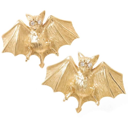 Gold and diamond bat cufflinks, Peter Linderman, c. 2000 (at 1stdibs)