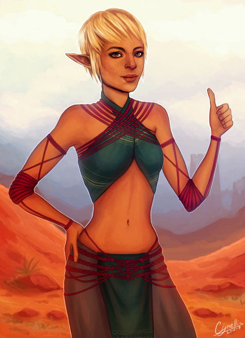 cynellis:[Sera Greatly Approves]My favourite spitfire lesbian, rocking the new Qunari armor ♥ [high 