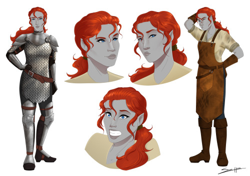 Character Sheet commission for twitter user Dragonsworn_ of their Fire Genasi, Allotrope