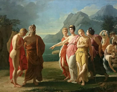 hadrian6:Calypso Receiving Telemachus and Mentor on her Island. 1804. Pierre Edme Louis Pellier. Fre