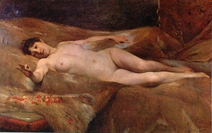 artbeautypaintings:  La ninfa de las cerezas -  Alfredo Valenzuela Puelma