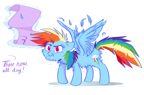 datcatwhatcameback:  cutiepoxvaccine:  “Dry Rainbow” For more of my art, visit my DA Gallery  That’s one pissed of Dashie.  X3!! OMFG adorable!