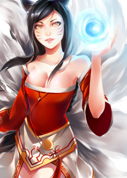 weagueofwegends:  Ahri by Akaiyuue 