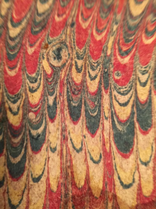 For Micro Monday, a closeup look at marbled paper, from the endleaves of an 18th century binding.