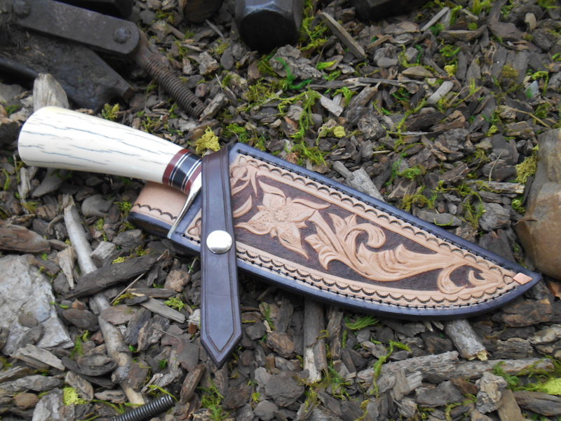behringmade:  The Ivory Fighter from Behring Made Knives in a hand-tooled Mudbone