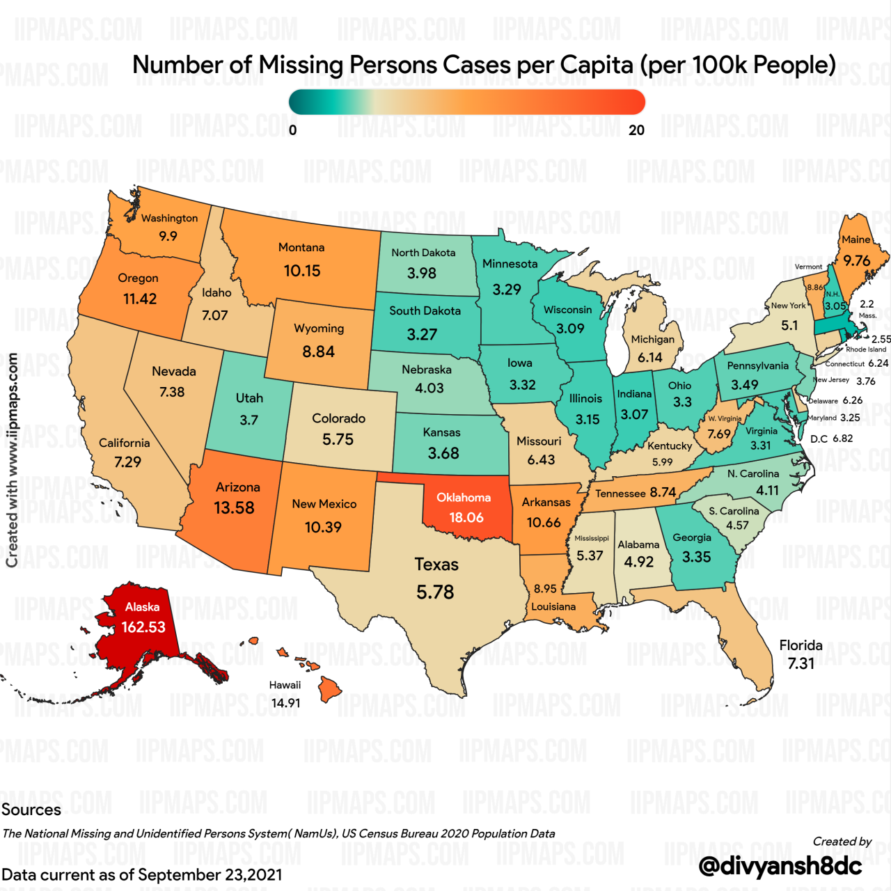 US States by Missing Persons Cases per Capita
by Specific_Ad_685