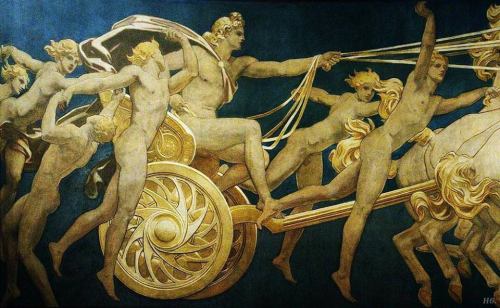 robertocustodioart:Apollo in his chariot with hours / John Singer Sangent