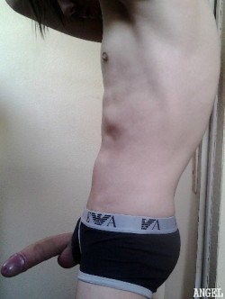 Angel-Lorisuna: Shirtless In Underwear With My Hard Dick (18+)