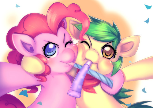 Commission: Green Cracker and PinkiePie by bakki