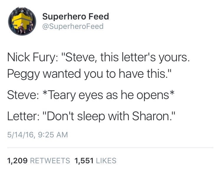 darkfromday:  prettyboydiggory:  Sharon Carter Deserves Better 2k16  ALL OF THIS