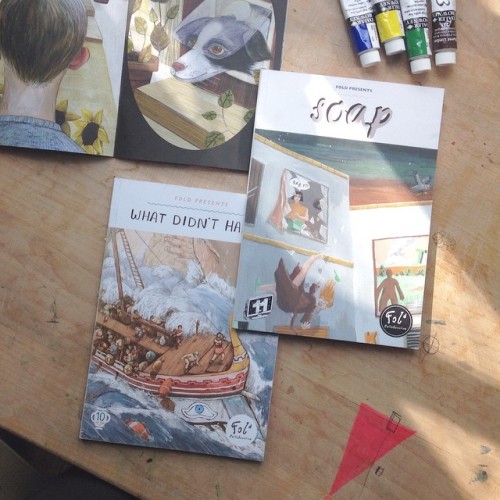 On our (scruffy!) table this morning are copies of #zines from #Falmouth #illustration group @foldco