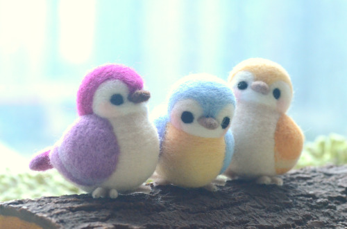 nozomicrafts:Needle felted birds from www.nozomicrafts.etsy.com