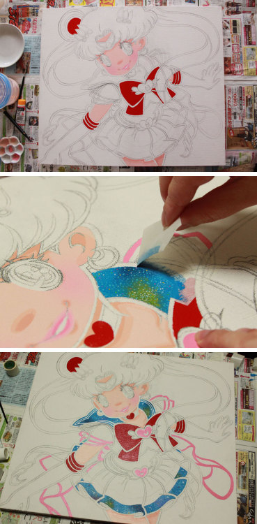 fullcourseme:  kawaiidildos:  madoka07:  2014 “Magical Girl” Acrylic paint, Canvas F10 17.91x20.86 exhibition work“Magical Girl Heroines: Sailor Moon and sailor senshi”http://www.facebook.com/events/658896564156271 Making video :) / Canvas art