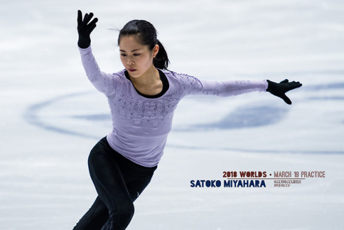 Satoko Miyahara in practice on Monday, first day of 2018 World Figure Skating Championships in Milan