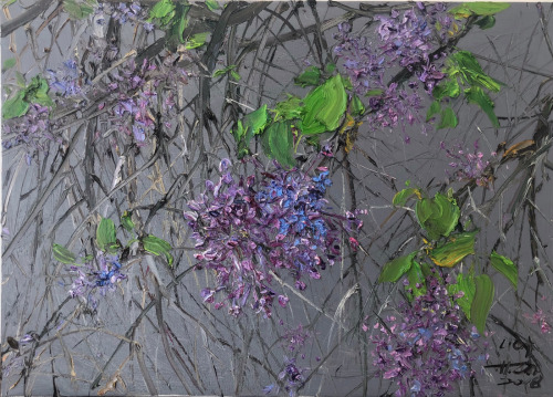 Lin Chunyan aka 林春艳 (Chinese-Australian, b. 1962, Beijing, China) - Lilac, 2018, Paintings: Oil on C