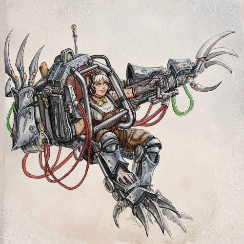  Mouse-girl artificer on a mecha for @ Azi573 (on twi)