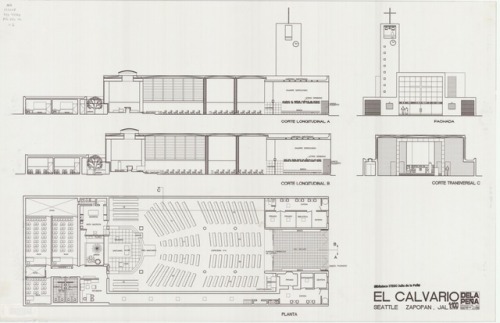 Planos de la remodelación de la Parroquia El Calvario, Avenida B 623, Seattle, Zapopan, 