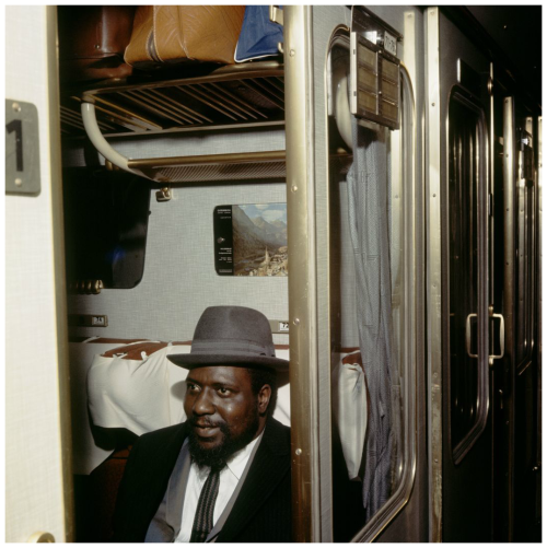 shihlun: Thelonius Monk in train compartment, 1950s.